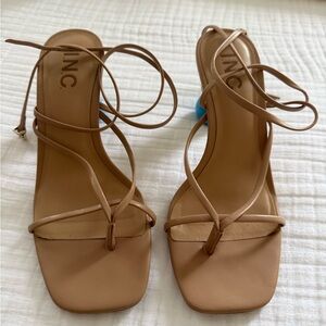 INC International Concepts Women's Nude Strappy Color Block Heels
